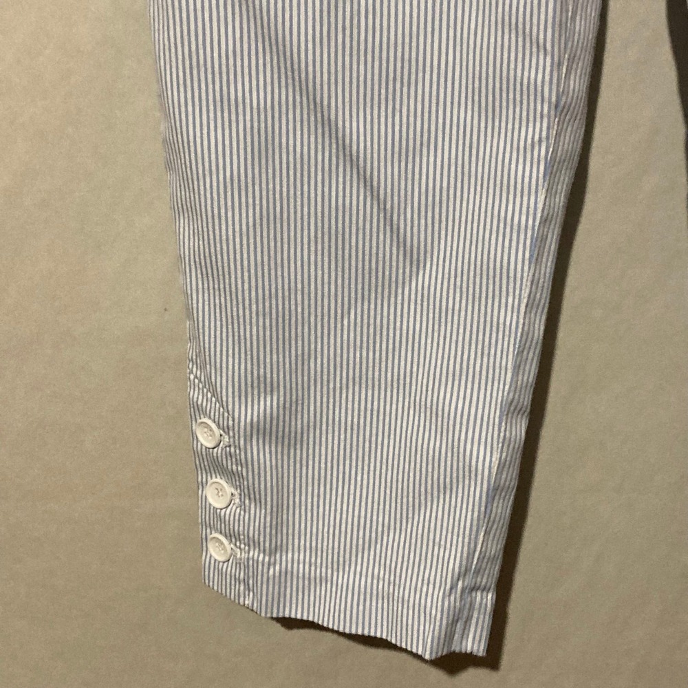 Talbots Petites Blue & White Pinstripe Capri Pants ~ Womens Size 2P Costal - Picture 2 of 9
